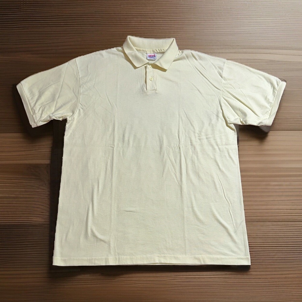 VINTAGE Anvil Polo Shirt Adult Size XXL Yellow Short Sleeve Mens 🇺🇸